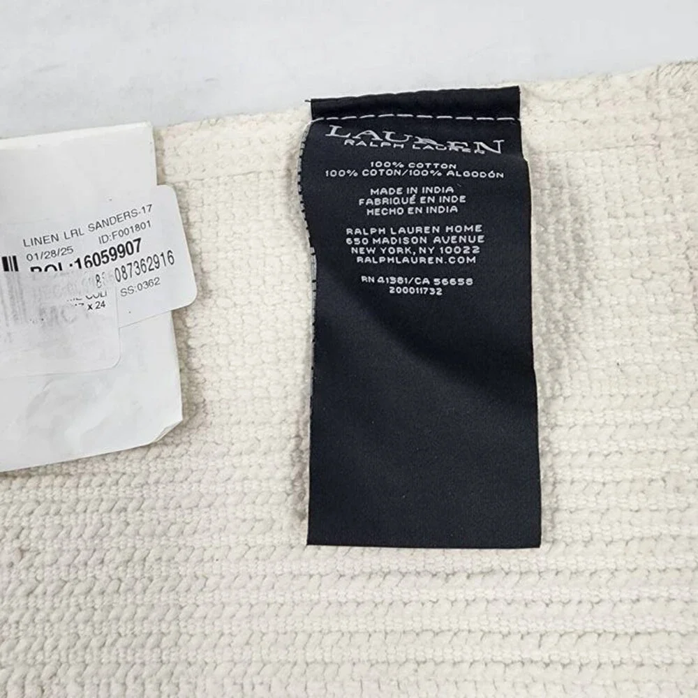 Lauren Ralph Sanders Lauren Bath Rug Antimicrobial Cotton 17 x 24 Linen